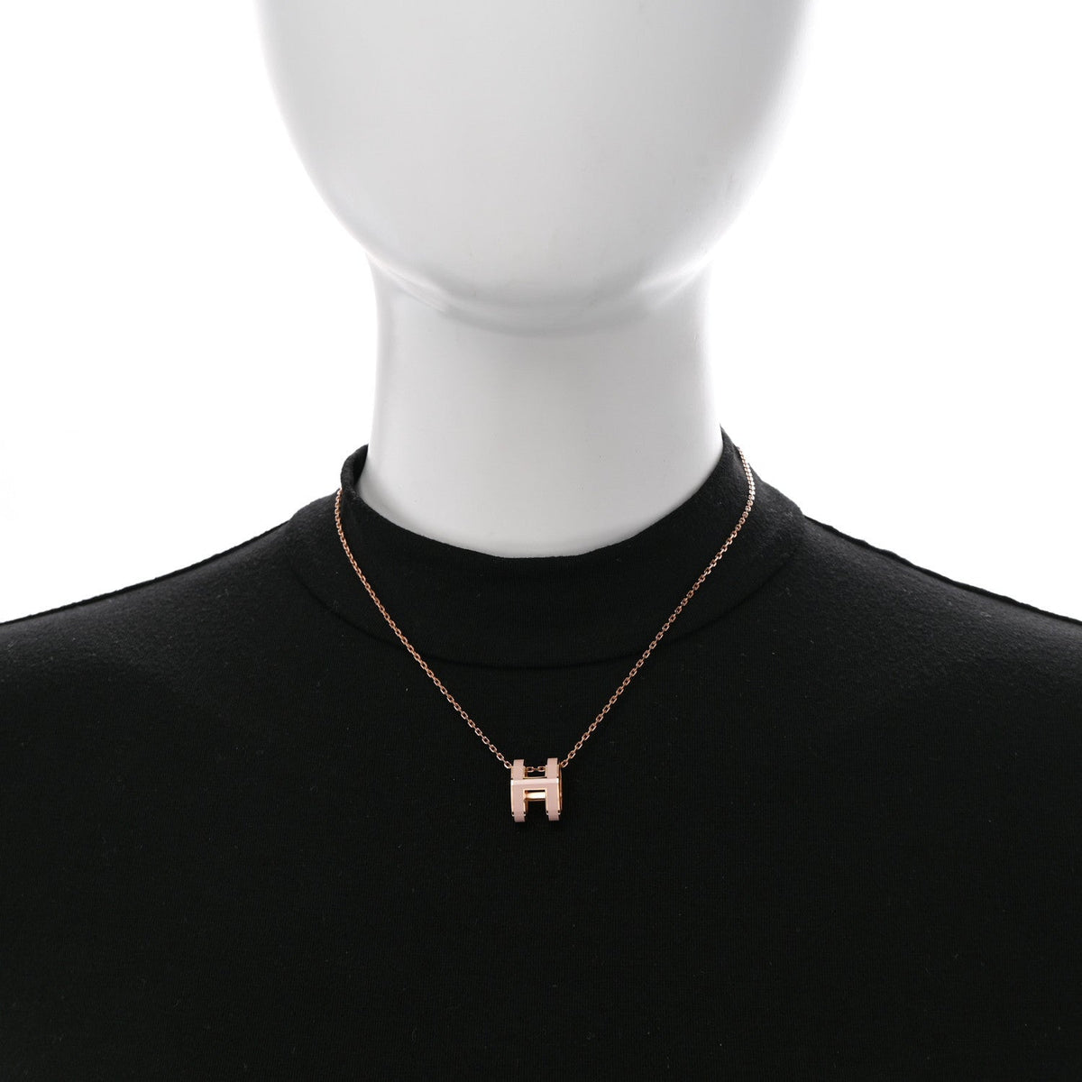 Lacquered Gold Pop H Pendant Necklace Rose Dragee