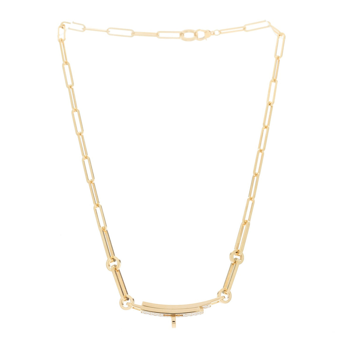 18K Yellow Gold Diamond Pave Kelly Chaine Choker Necklace
