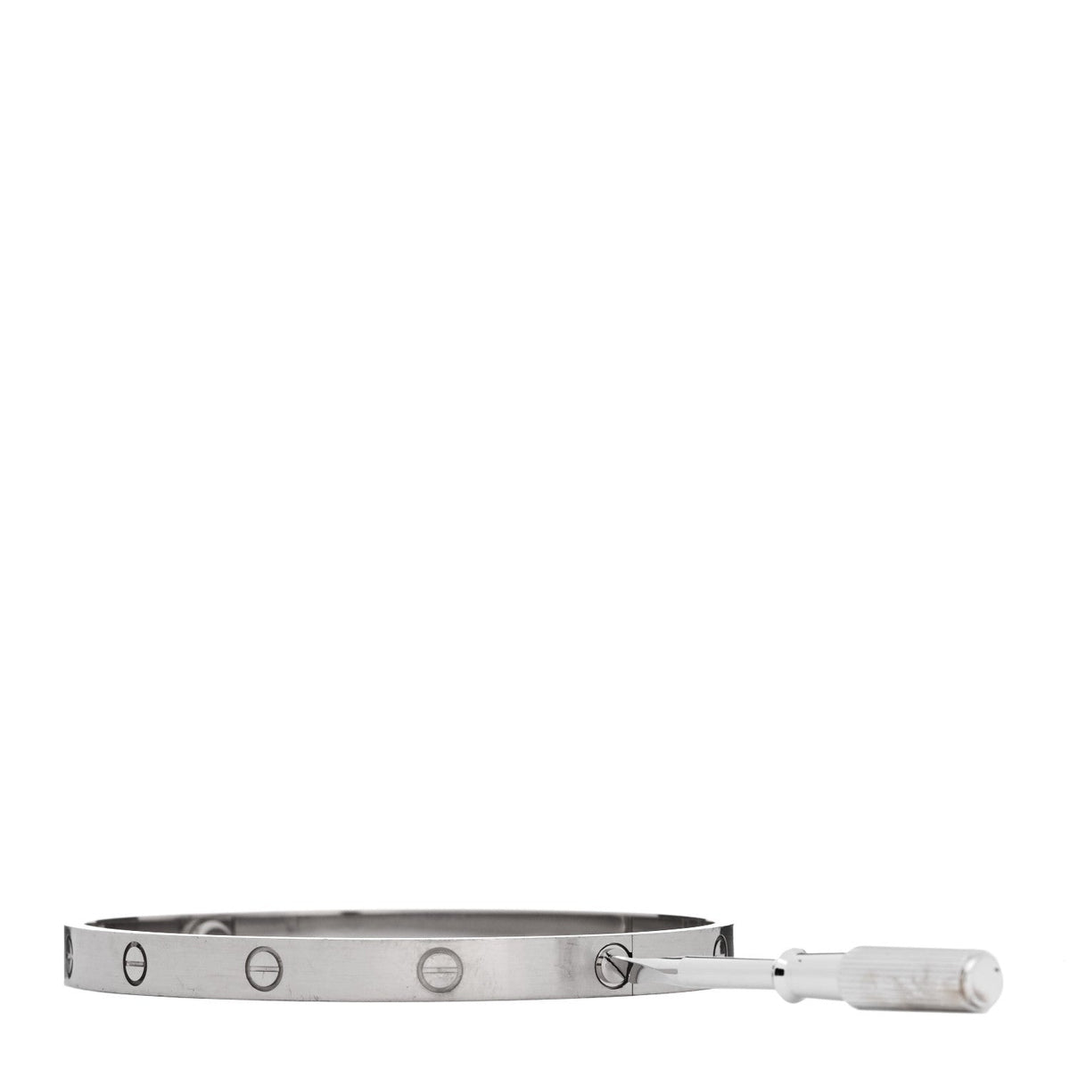 18K White Gold Brushed Finish LOVE Bracelet 21