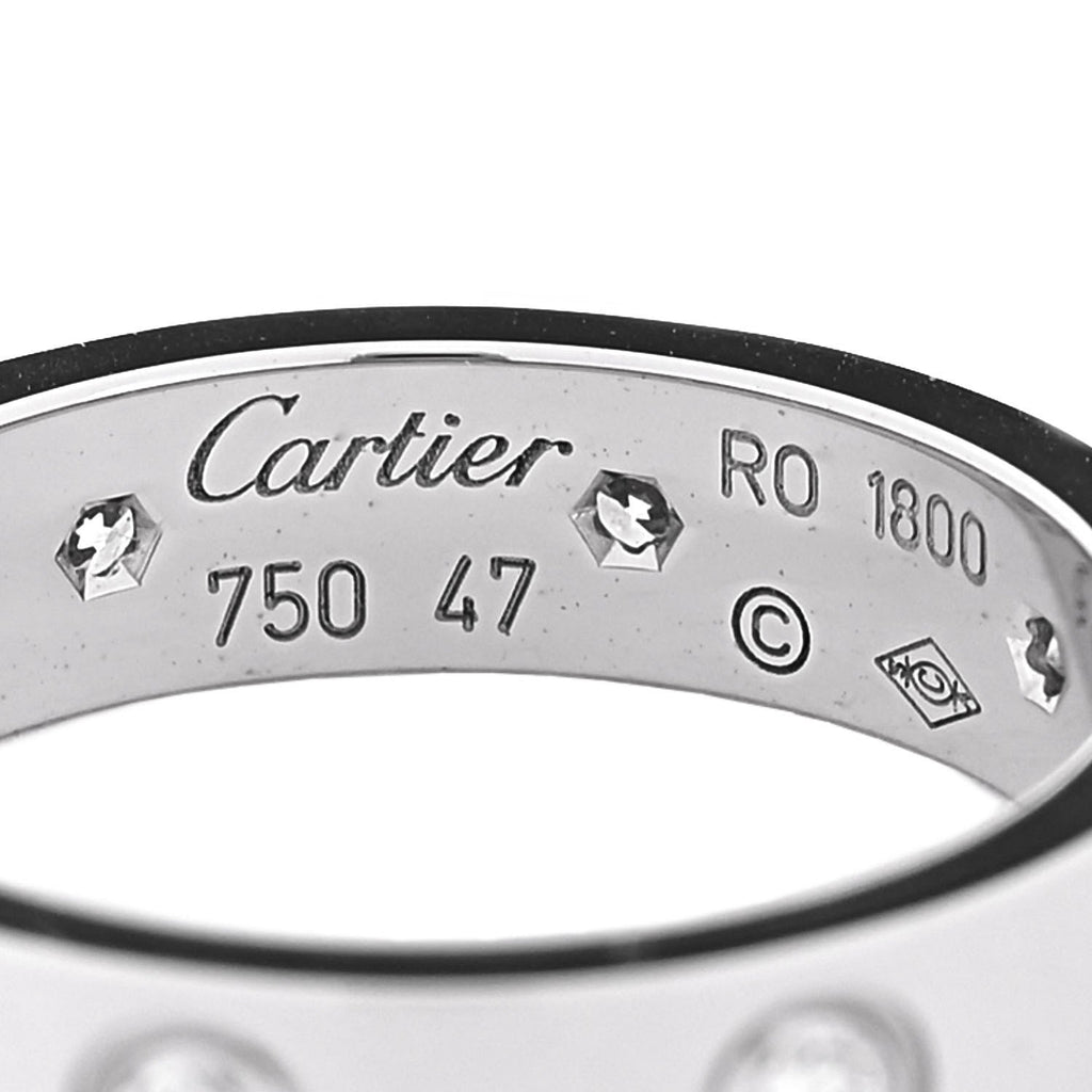18K White Gold 8 Diamond 4mm Wedding Band LOVE Ring 47 4