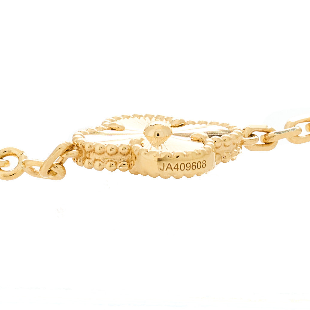 18K Yellow Gold 10 Motifs Guilloche Vintage Alhambra Necklace