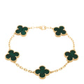 18K Yellow Gold Malachite 5 Motifs Vintage Alhambra Bracelet