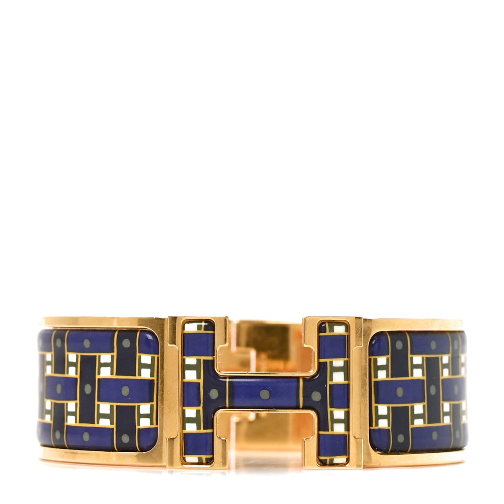 Enamel Print Son Du H Wide Clic Clac H Bracelet GM Marine Classique