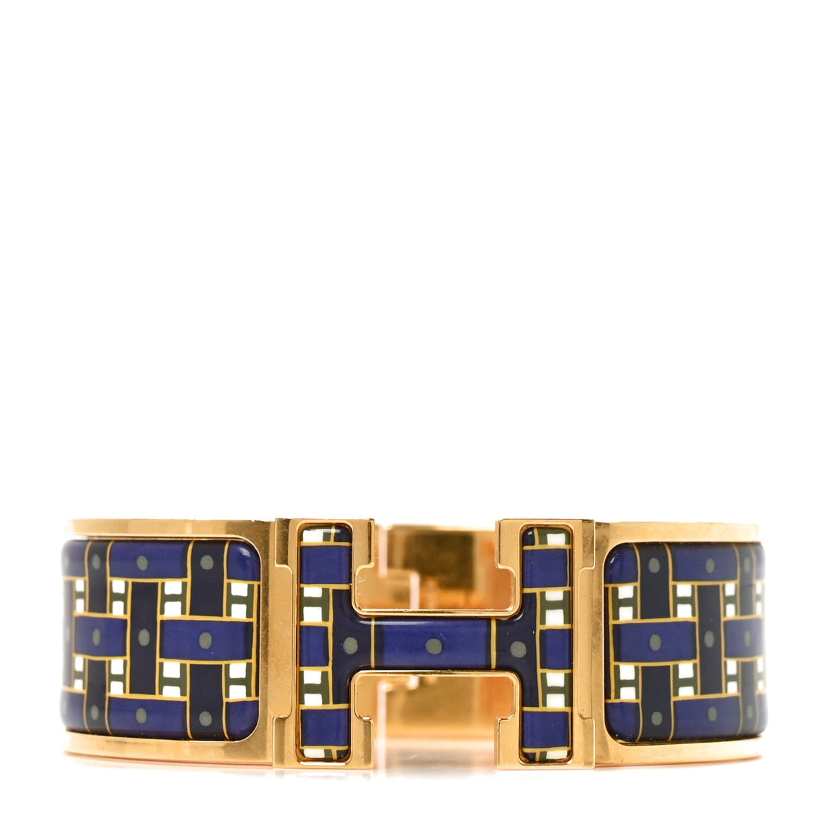 Enamel Print Son Du H Wide Clic Clac H Bracelet GM Marine Classique