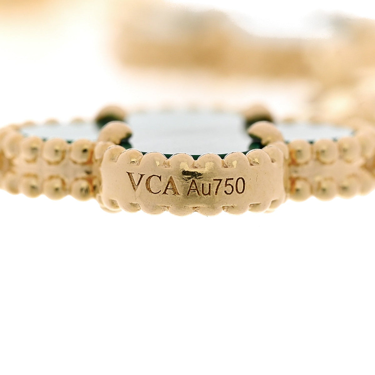 18K Yellow Gold Diamond Malachite 5 Motifs Vintage Alhambra Bracelet