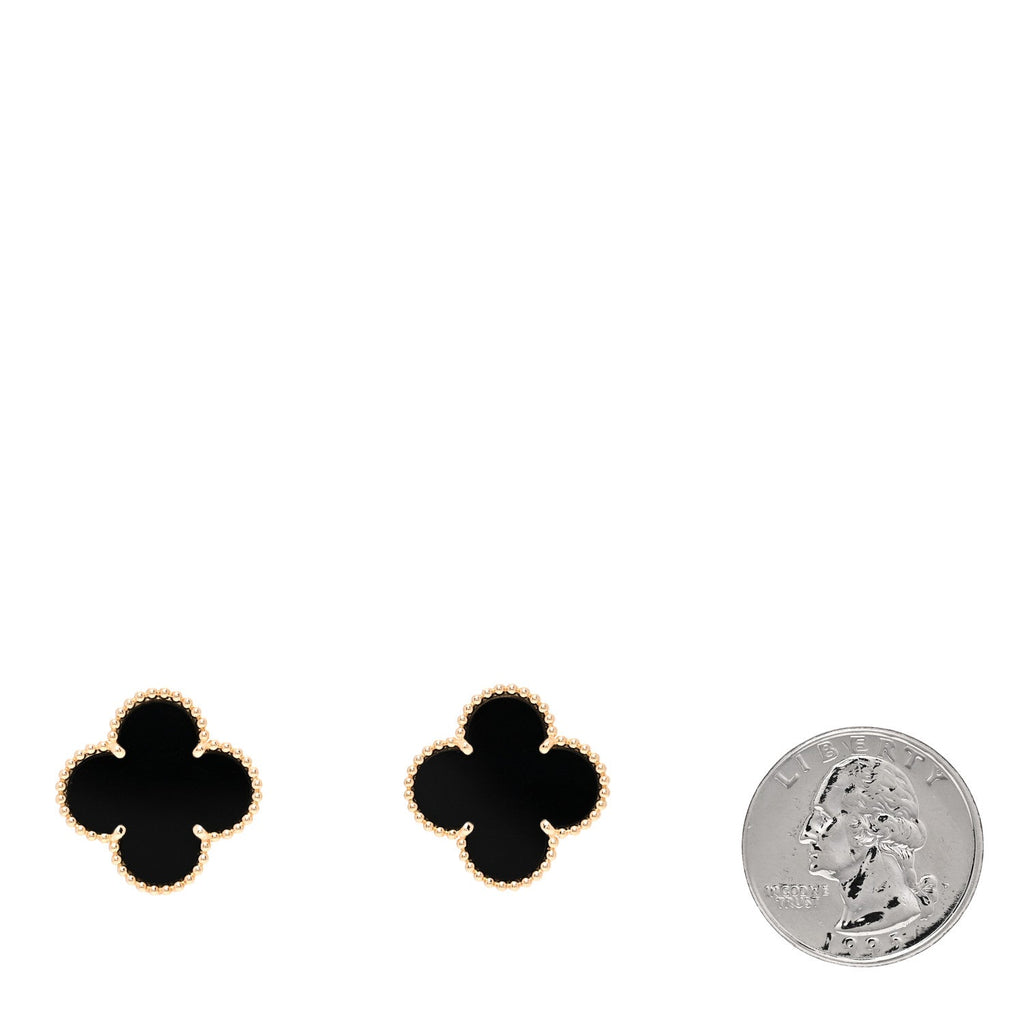 18k Yellow Gold Black Onyx Magic Alhambra Earrings