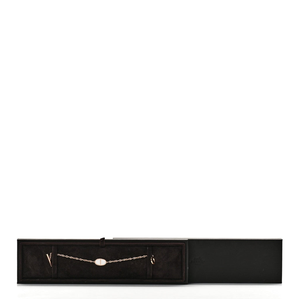 18K Rose Gold White Ceramic Chaine d'Ancre Verso Bracelet SH