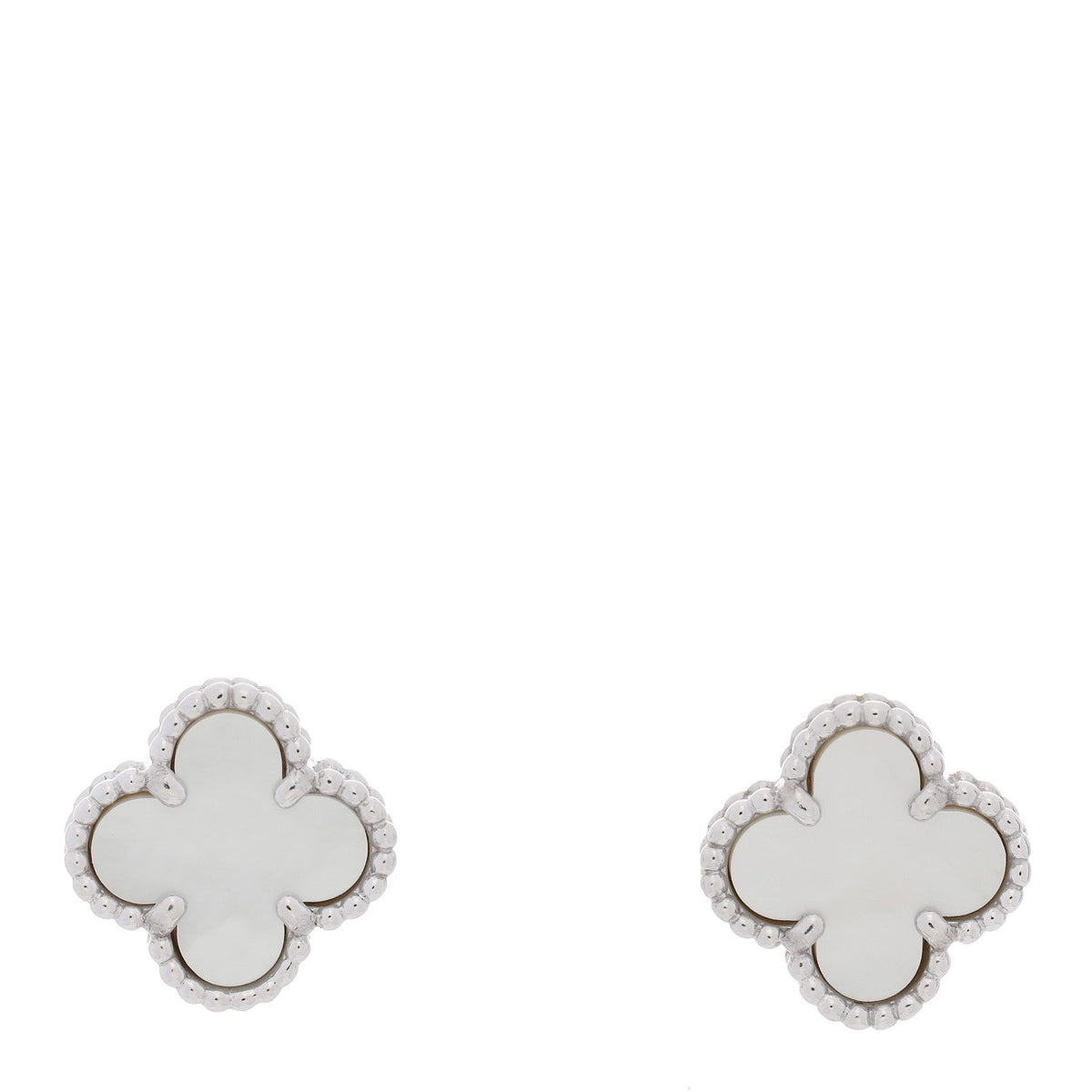 18K White Gold Mother of Pearl Sweet Alhambra Earrings