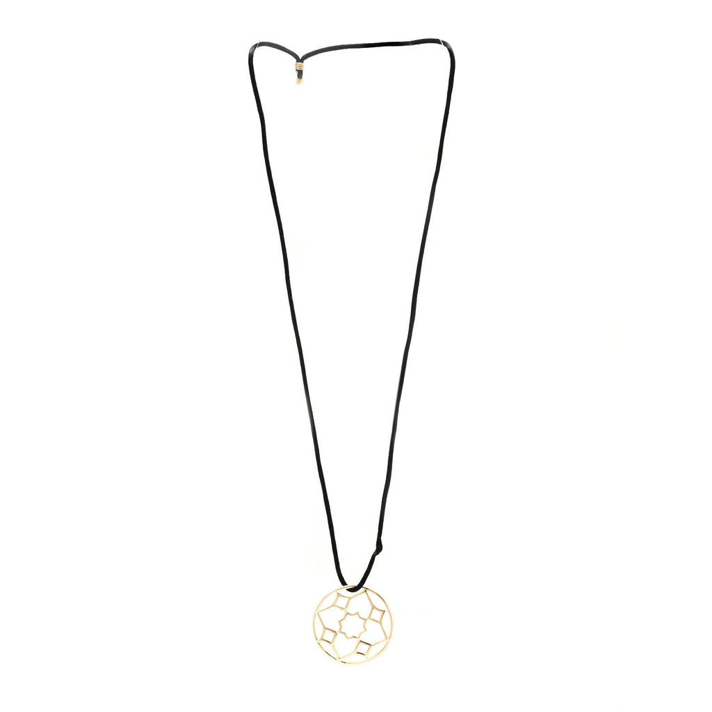 18K Yellow Gold Paloma Picasso Zellige Medallion Pendant Cord Necklace