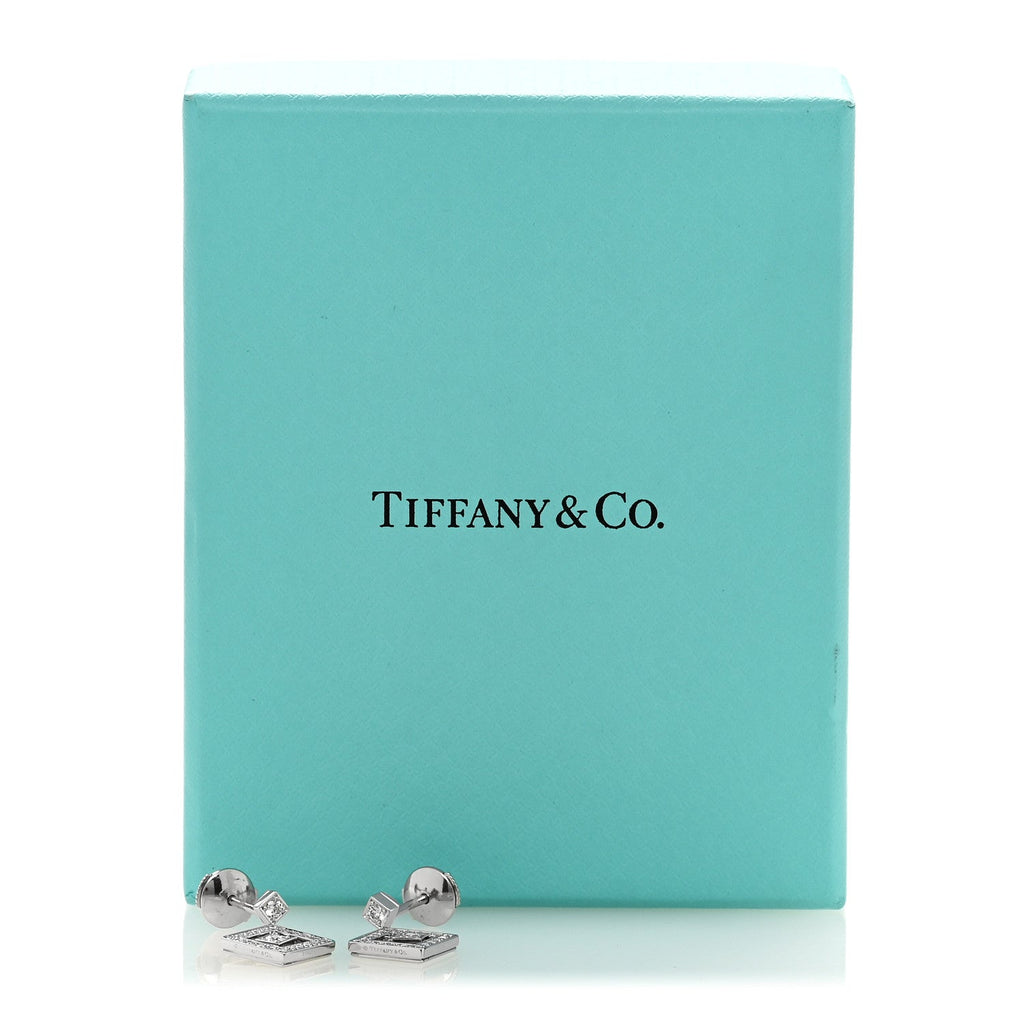 Platinum Diamond Legacy Square Open Drop Earrings