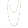 Sterling Silver Cultured Pearl Quatrefoil Long Chain Necklace