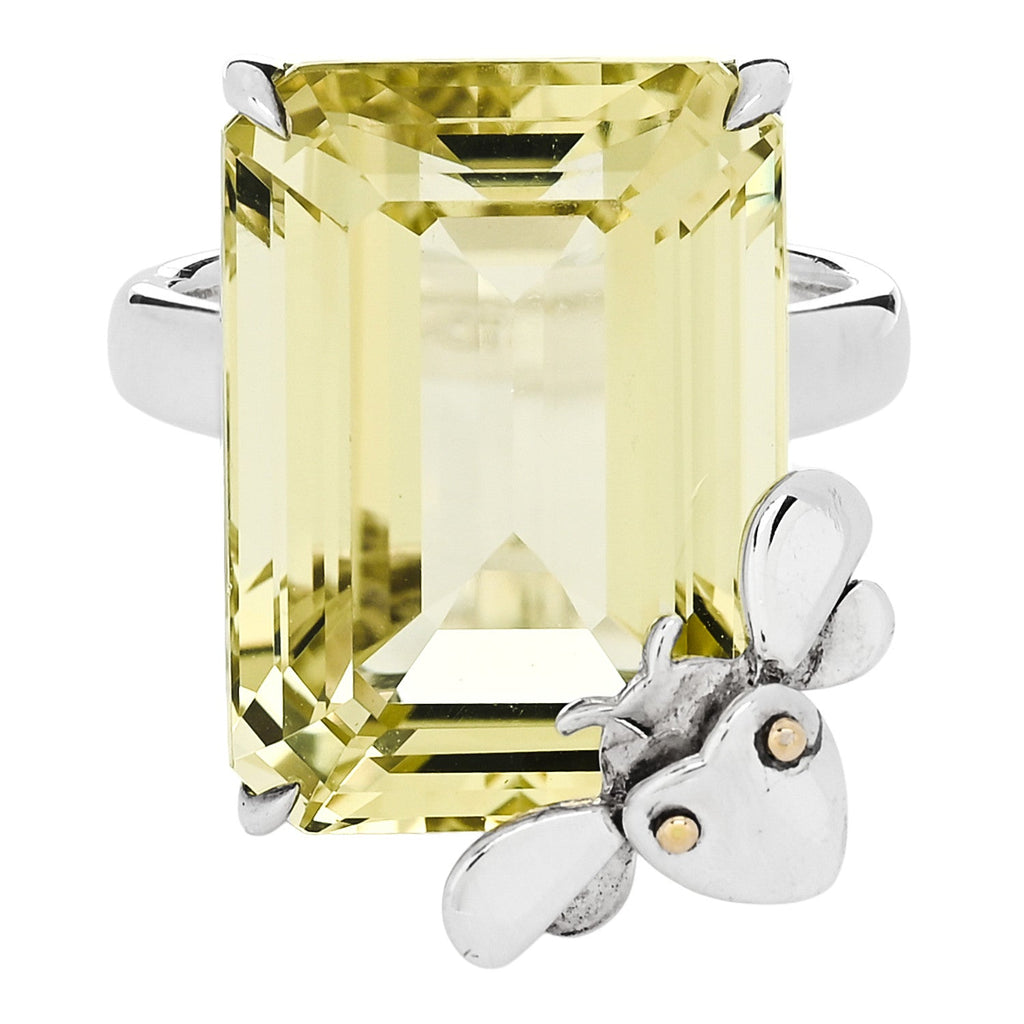 Sterling Silver 18K Yellow Gold Citrine Return to Tiffany Love Bugs Bee Ring 50 5.25
