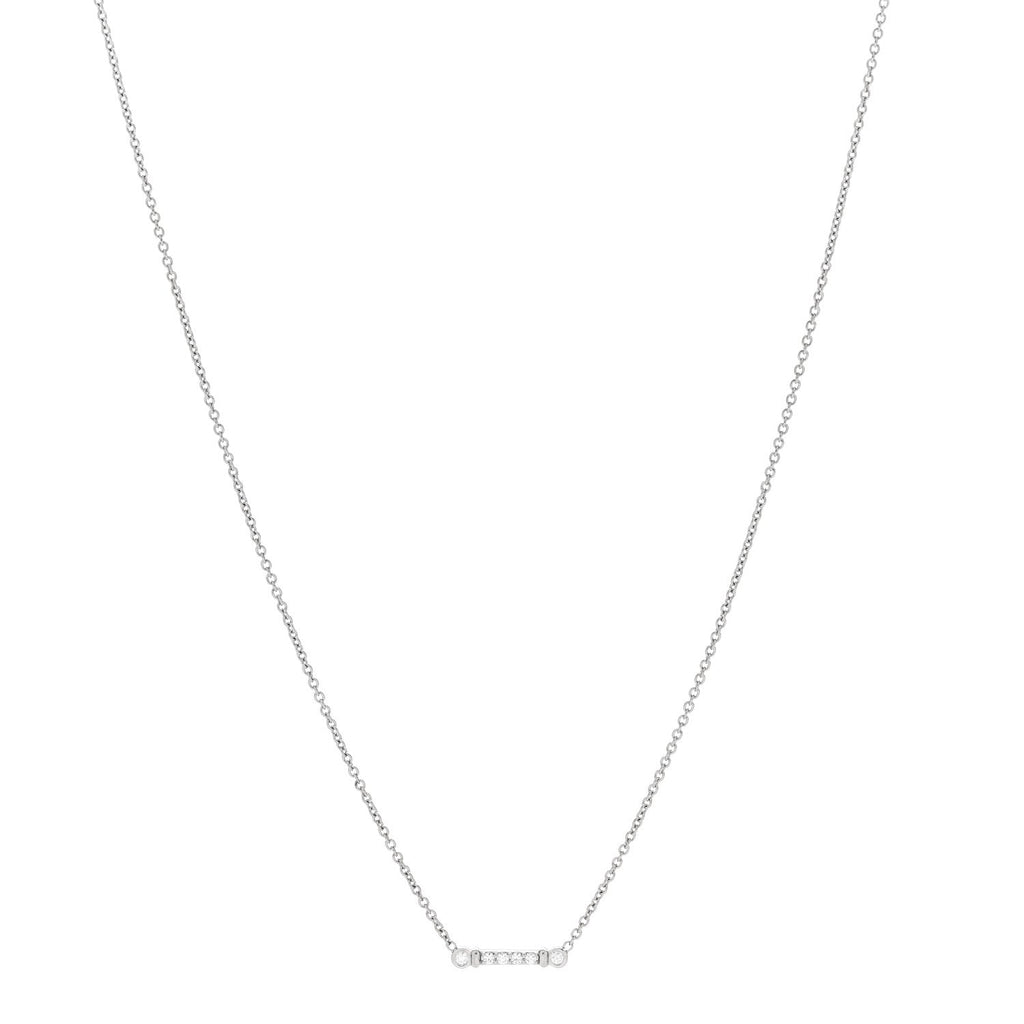 Platinum Diamond Fleur de Lis Key Bar Pendant Necklace