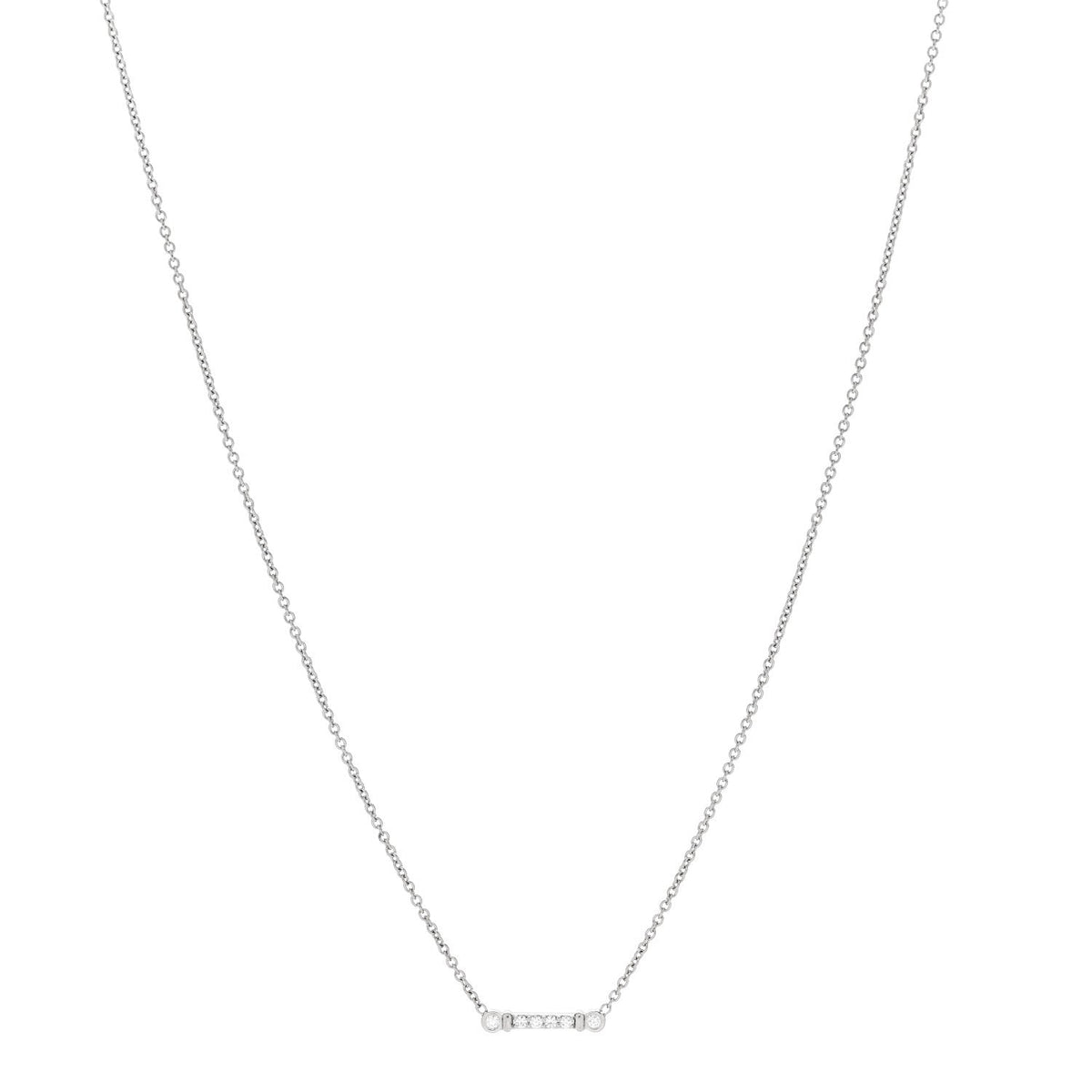 Platinum Diamond Fleur de Lis Key Bar Pendant Necklace