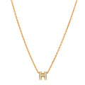 Lacquered Gold Mini Pop H Pendant Necklace White