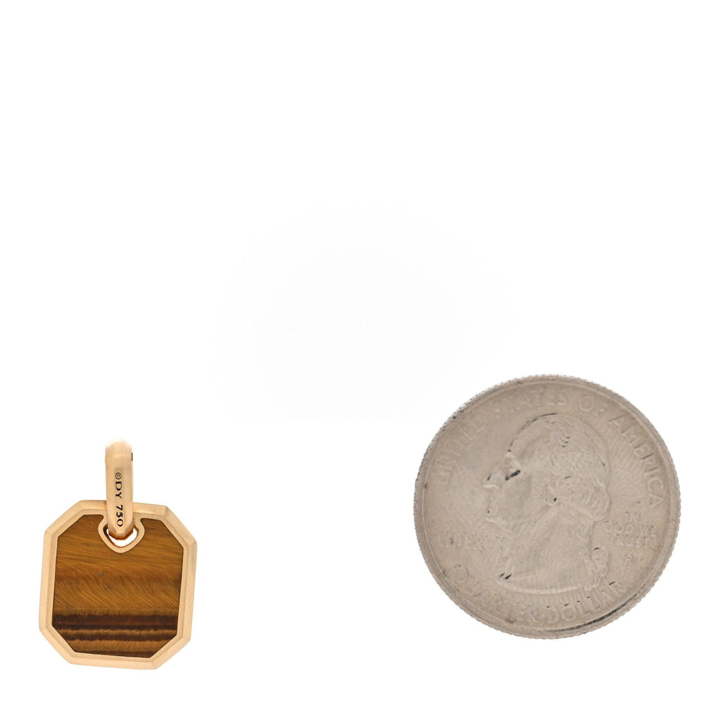18K Yellow Gold Tiger Eye 15mm Octagonal Amulet Pendant