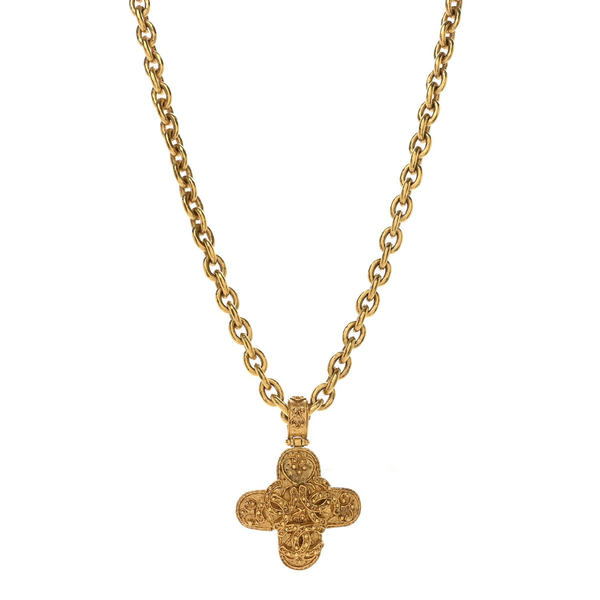 Metal CC Cross Long Pendant Necklace Gold