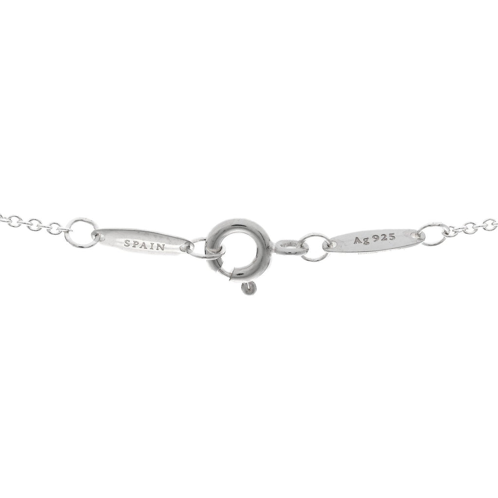 Sterling Silver Black Jade Elsa Peretti Open Heart Pendant Necklace