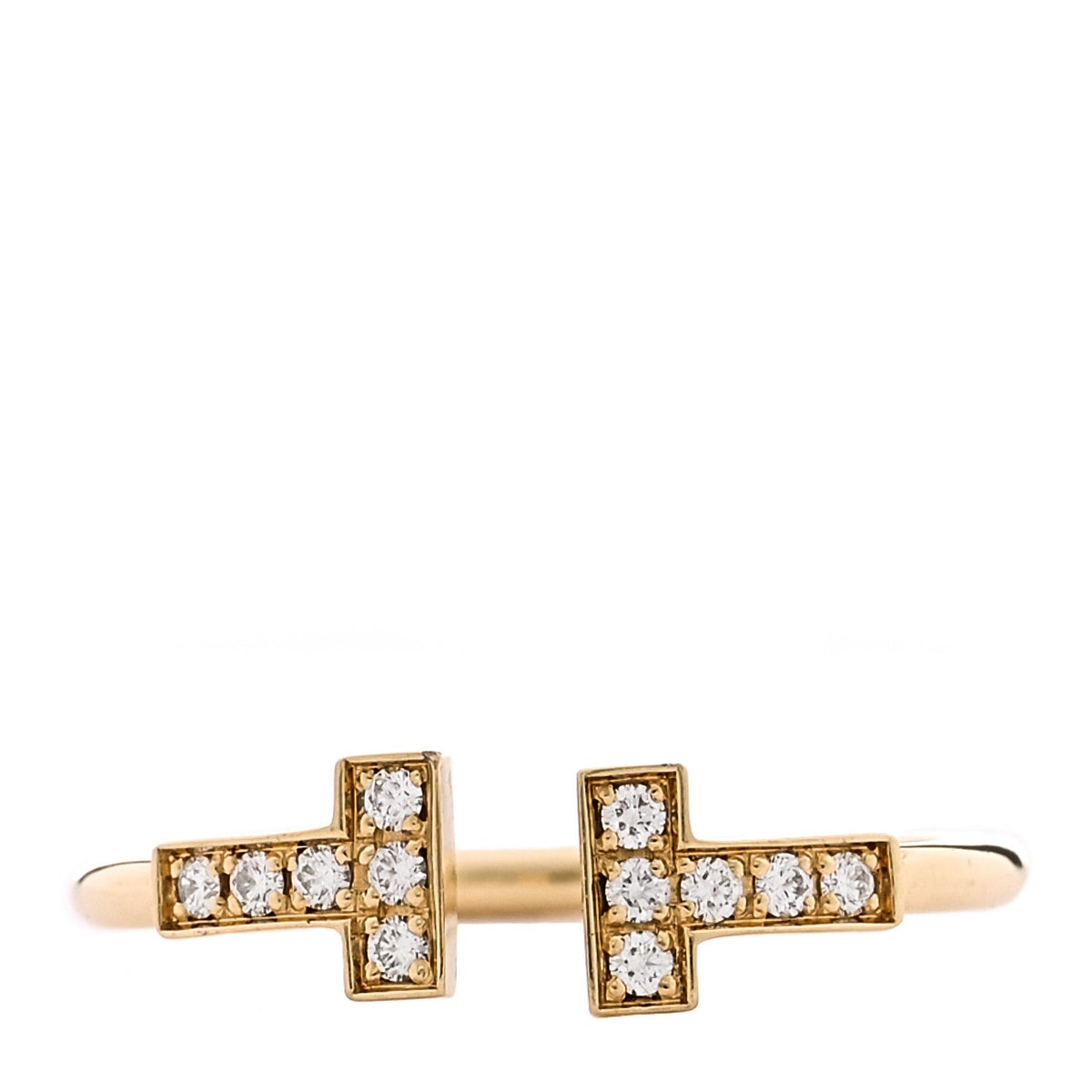 18K Yellow Gold Diamond T Wire Ring 58 8.5