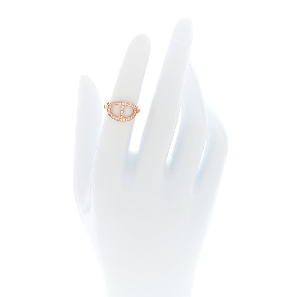 18K Rose Gold Diamond MM Chaine d'Ancre Contour Ring 49 5