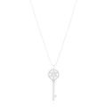 Platinum 18K White Gold Diamond Daisy Key Pendant Necklace