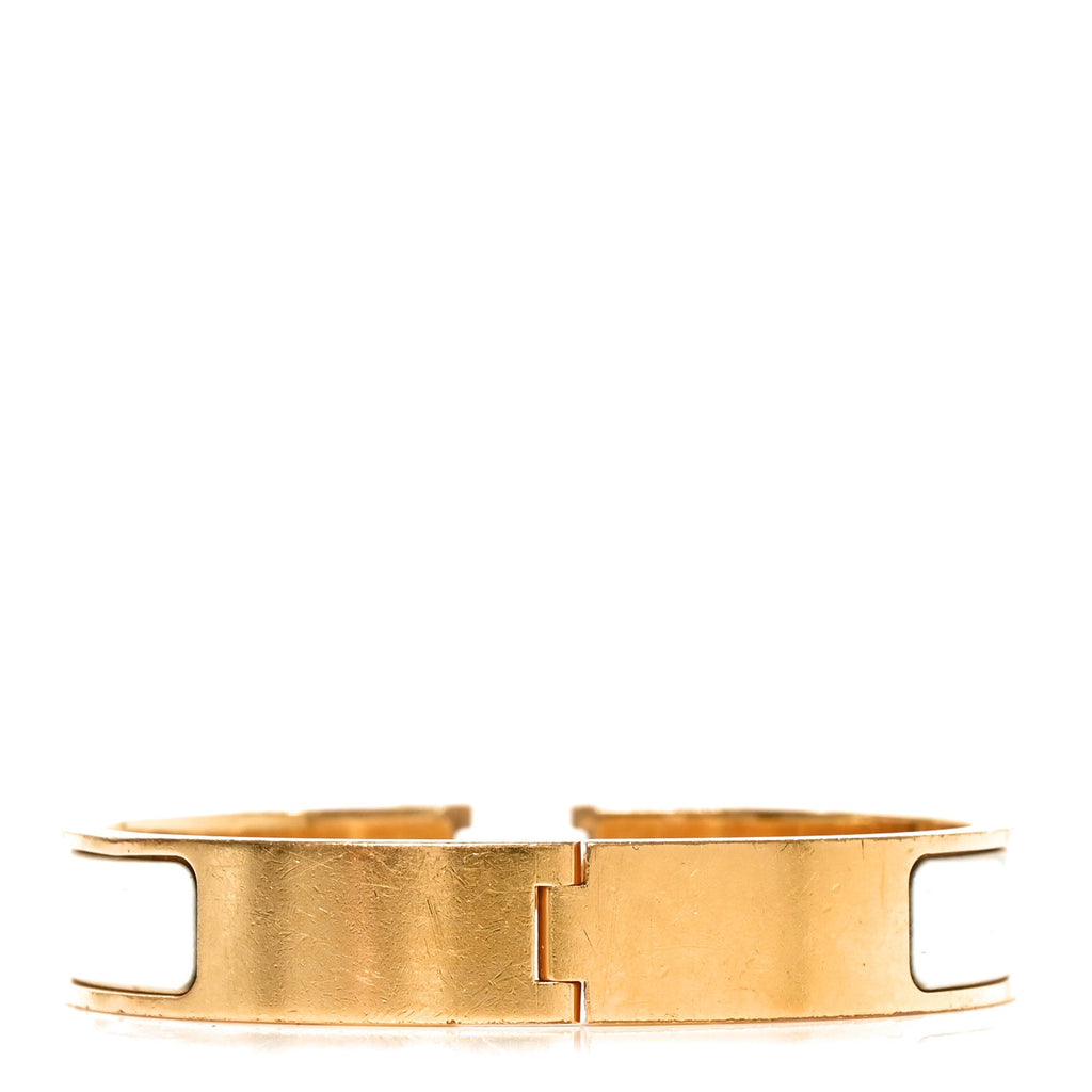 Enamel Narrow Clic Clac H Bracelet PM White