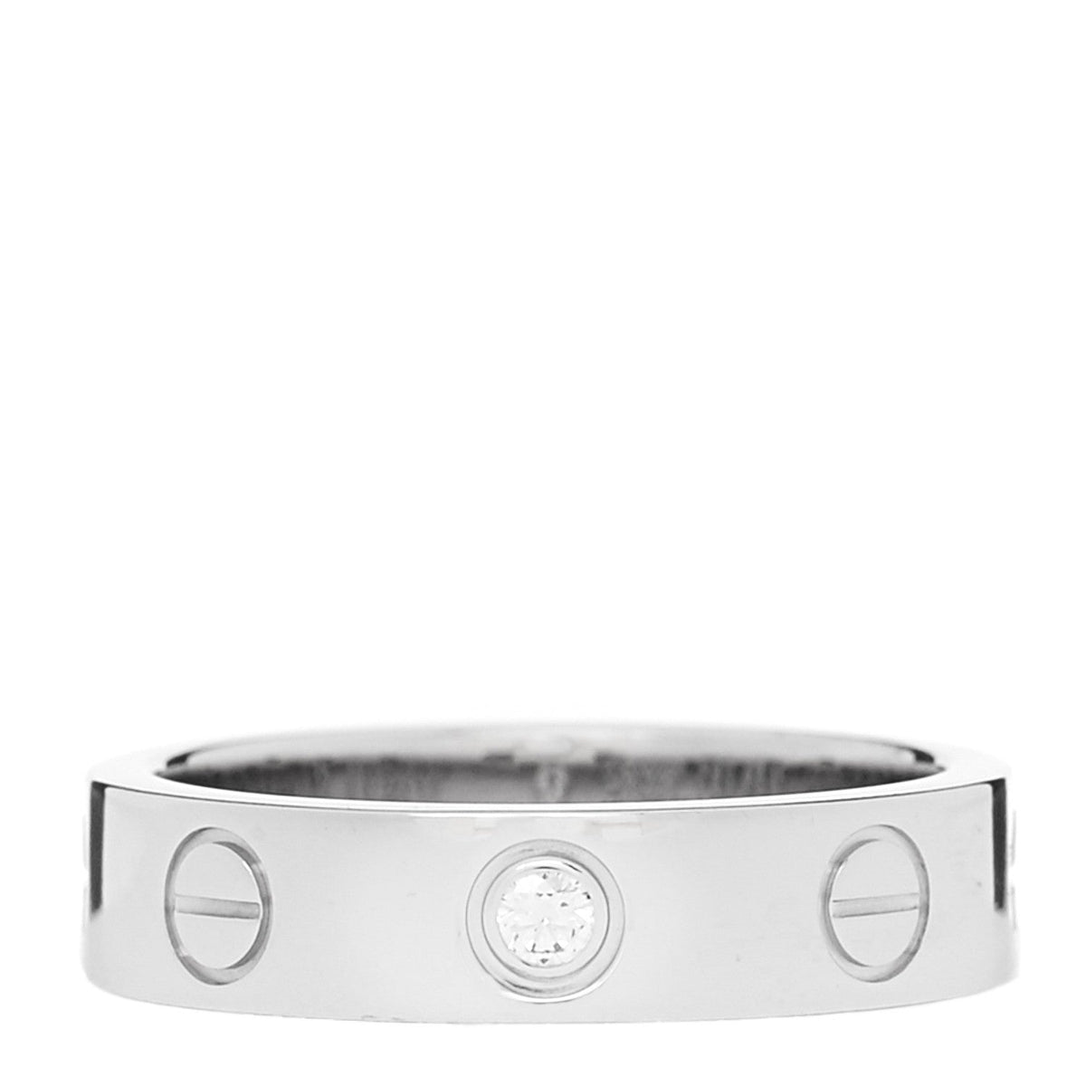 18K White Gold Diamond 4mm LOVE Wedding Band Ring 45 3.25