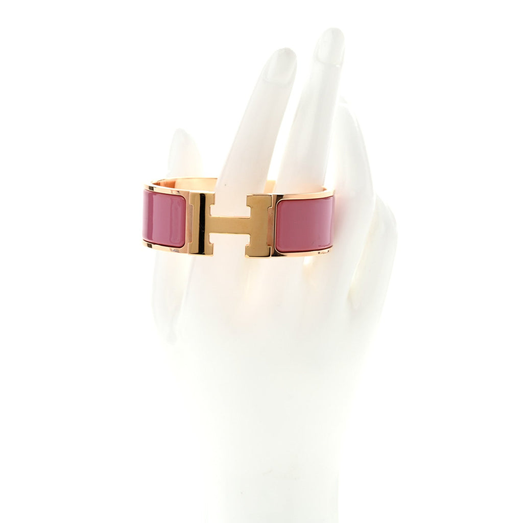 Enamel Wide Clic Clac H Bracelet GM Rose Velours