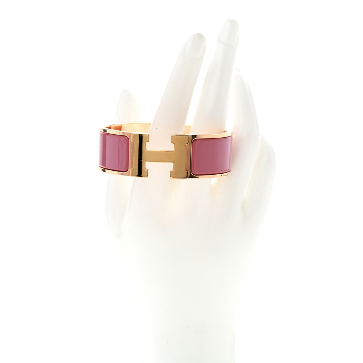 Enamel Wide Clic Clac H Bracelet GM Rose Velours