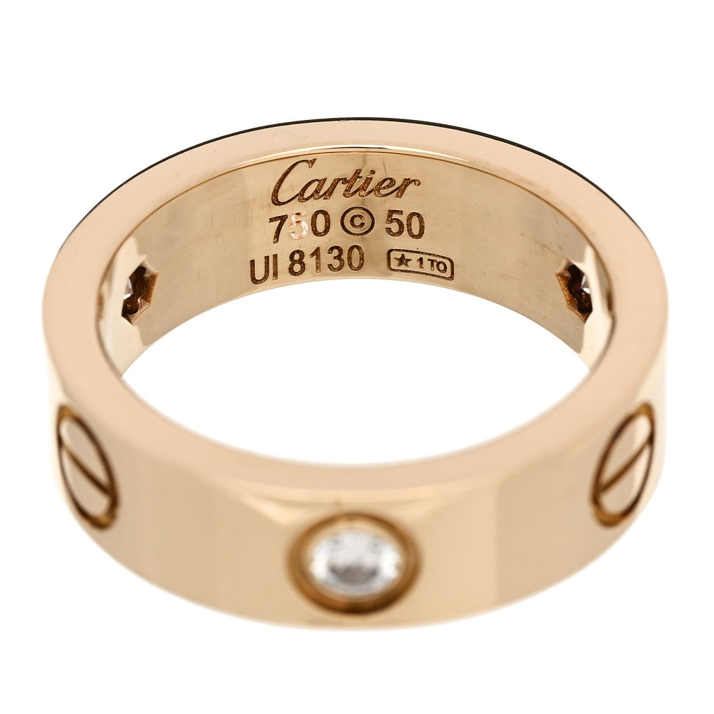 18K Pink Gold 3 Diamond 5.5mm LOVE Ring 50 5.25