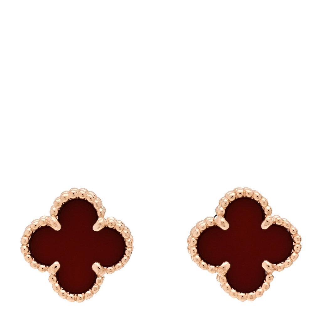 18K Rose Gold Carnelian Sweet Alhambra Earrings