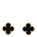 18K Yellow Gold Black Onyx Sweet Alhambra Earrings