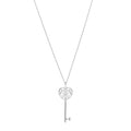 18K White Gold Diamond Enchant Heart Key Pendant Necklace