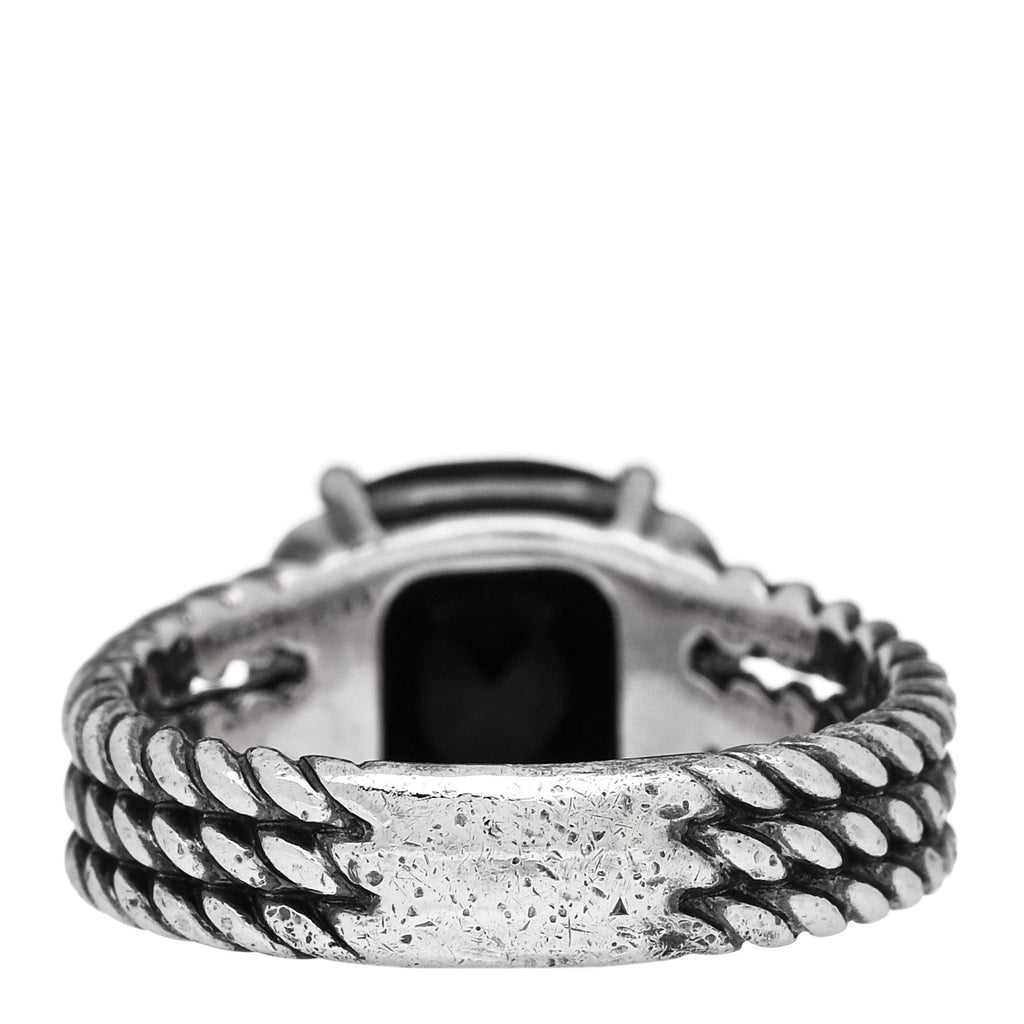 Sterling Silver Diamond Black Onyx 10mm Petite Wheaton Ring 51 5.75
