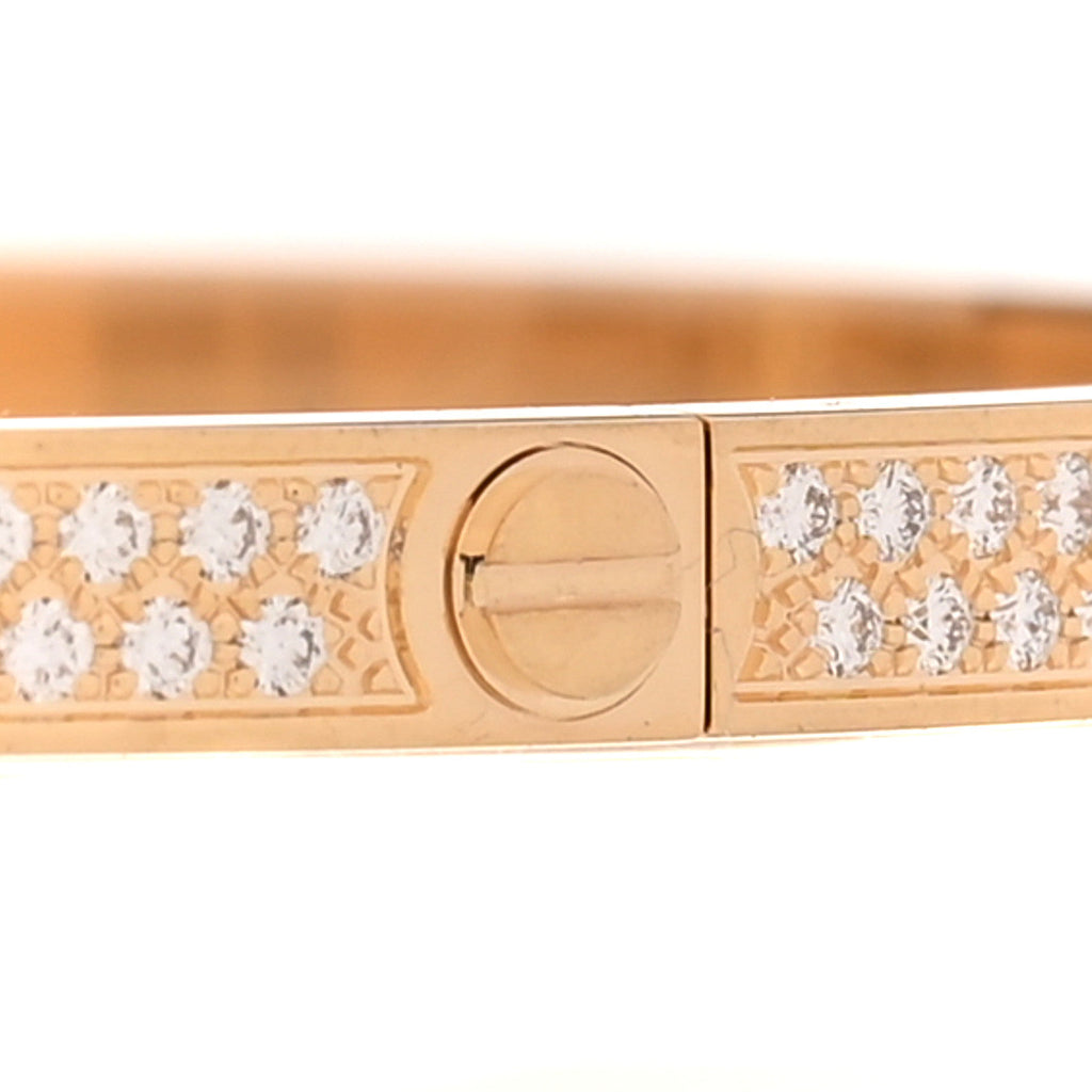 18K Yellow Gold Diamond Small LOVE Paved Bracelet 19