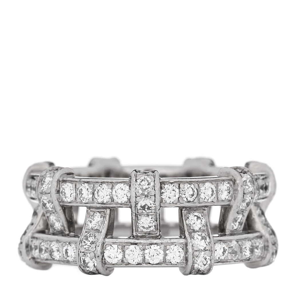 Platinum Diamond Weave Band Ring 50 5.5