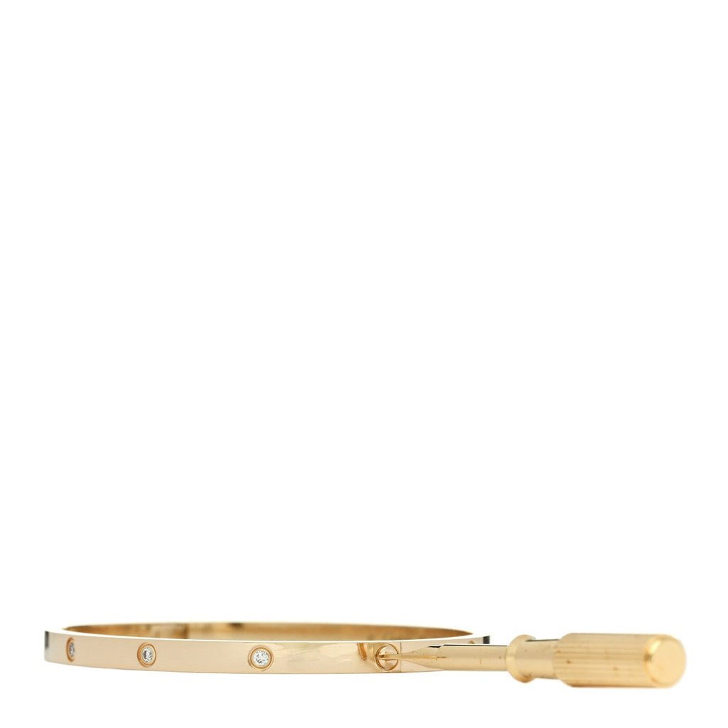 18K Yellow Gold 10 Diamond Small LOVE Bracelet 17