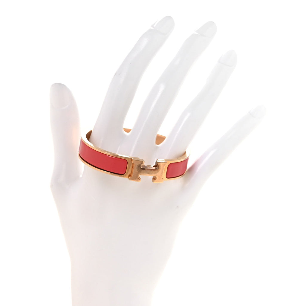 Enamel Narrow Clic Clac H Bracelet PM Rouge Corail