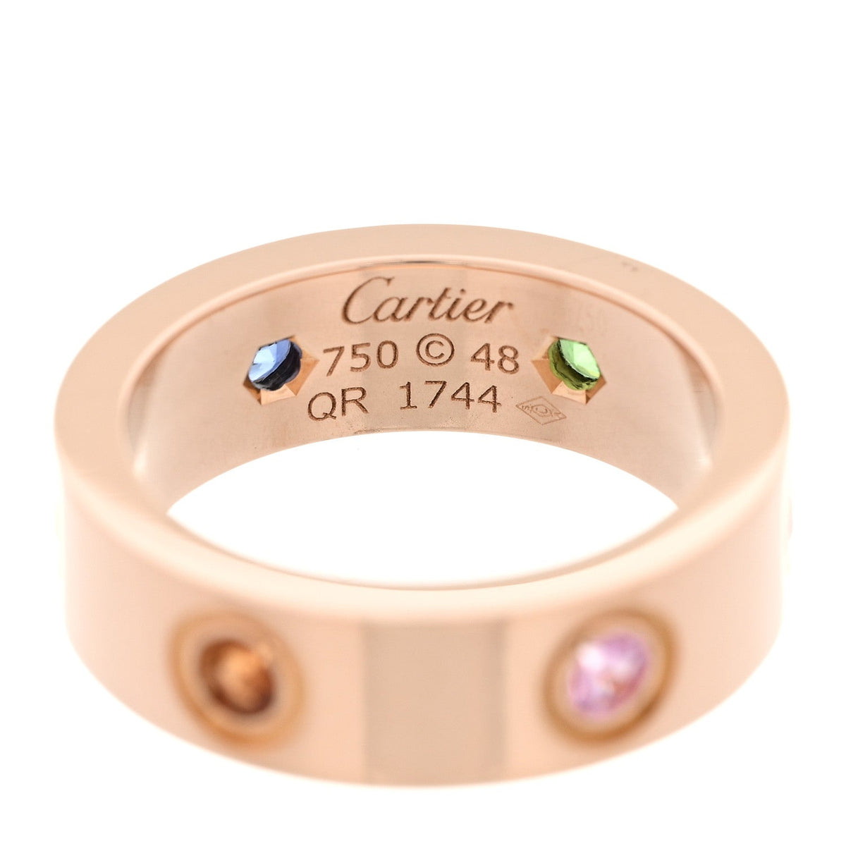 18K Pink Gold Sapphire Garnet Amethyst 5.5mm LOVE Ring 48 4.5