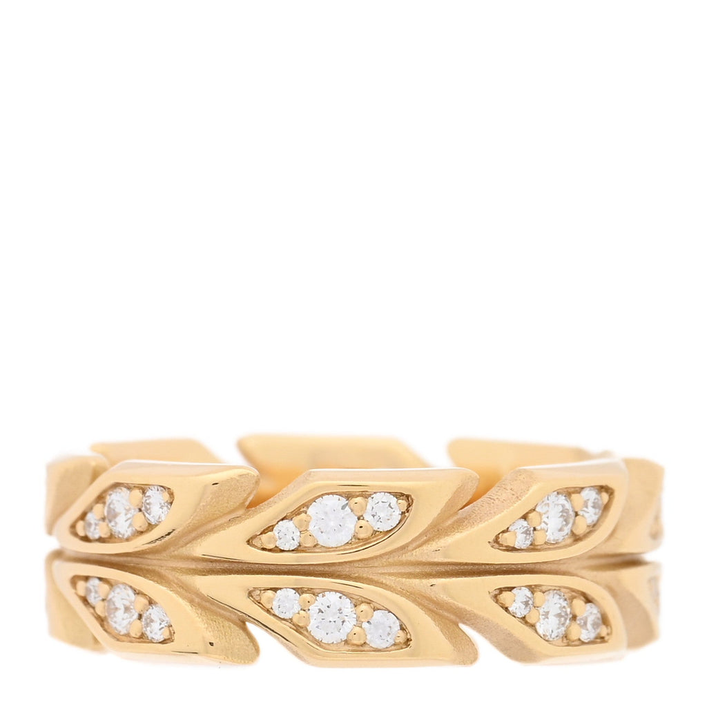 18K Yellow Gold Diamond Victoria Vine Band Ring 49 5