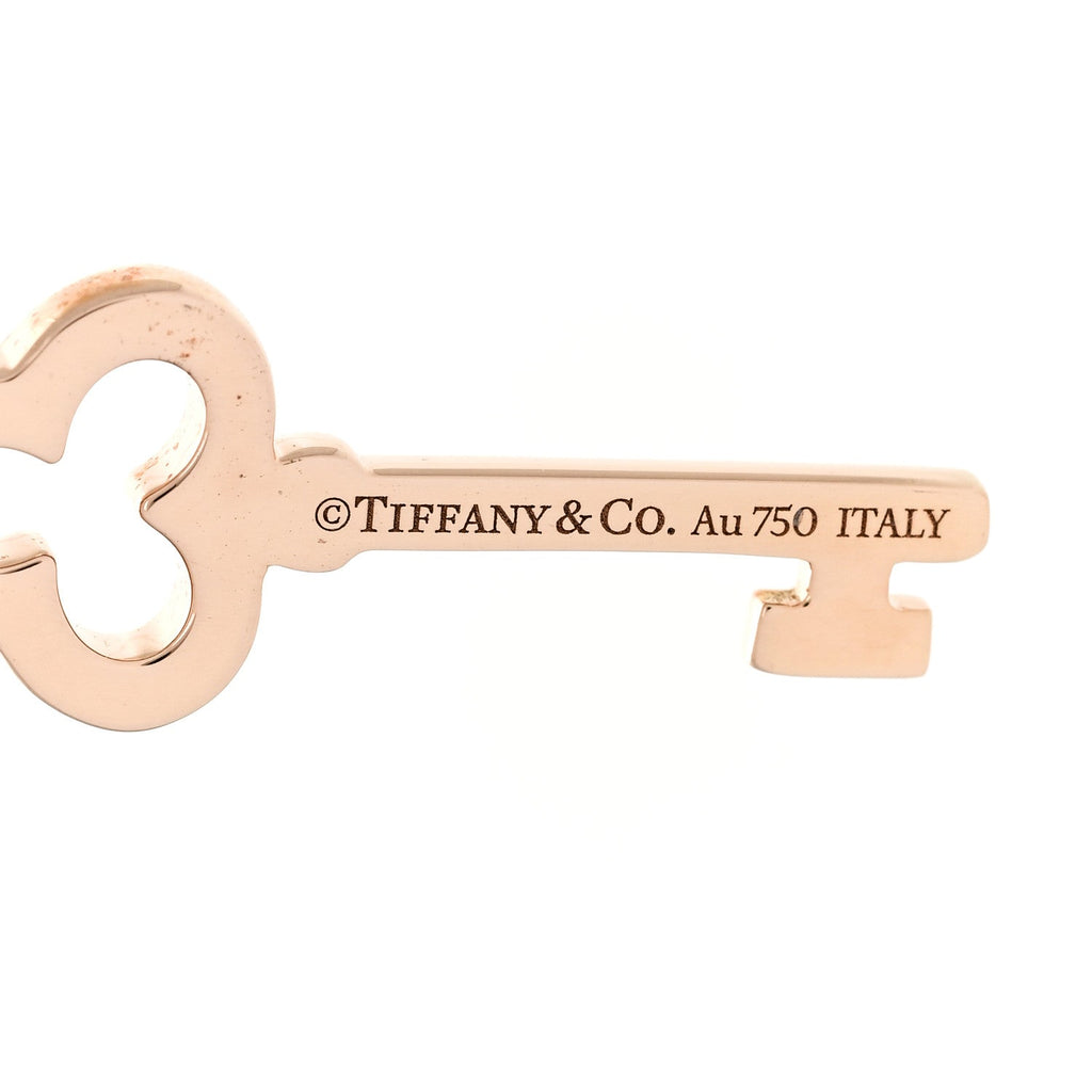 18K Rose Gold Diamond Mini Open Trefoil Key Pendant