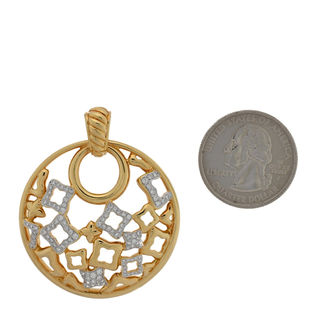 18K Yellow Gold Diamond Quatrefoil Pendant