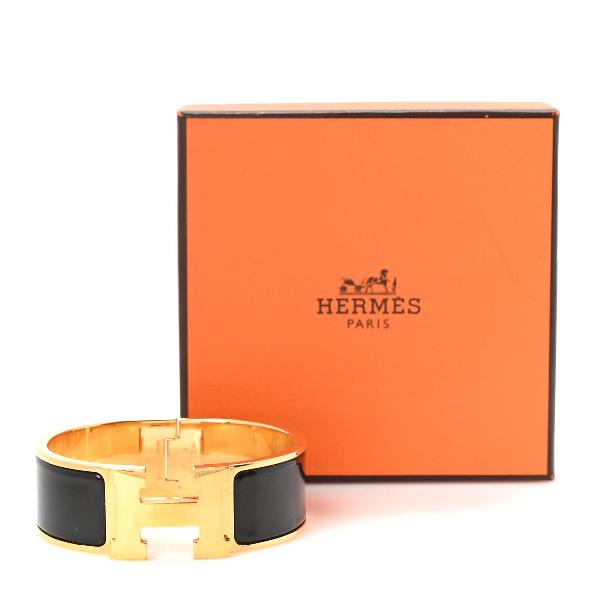 Enamel Wide Clic Clac H Bracelet PM Black