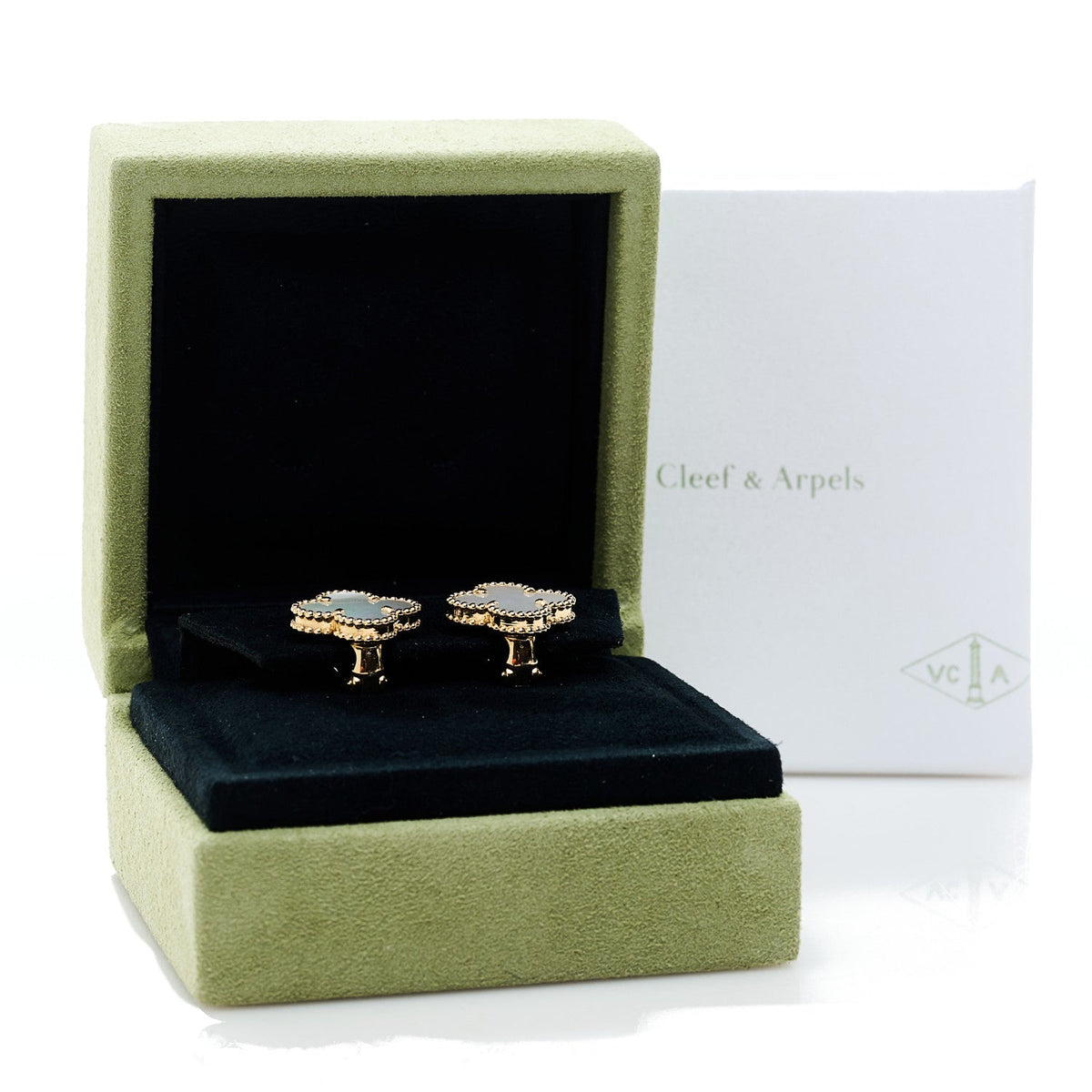 18K Yellow Gold Mother of Pearl Vintage Alhambra Earrings