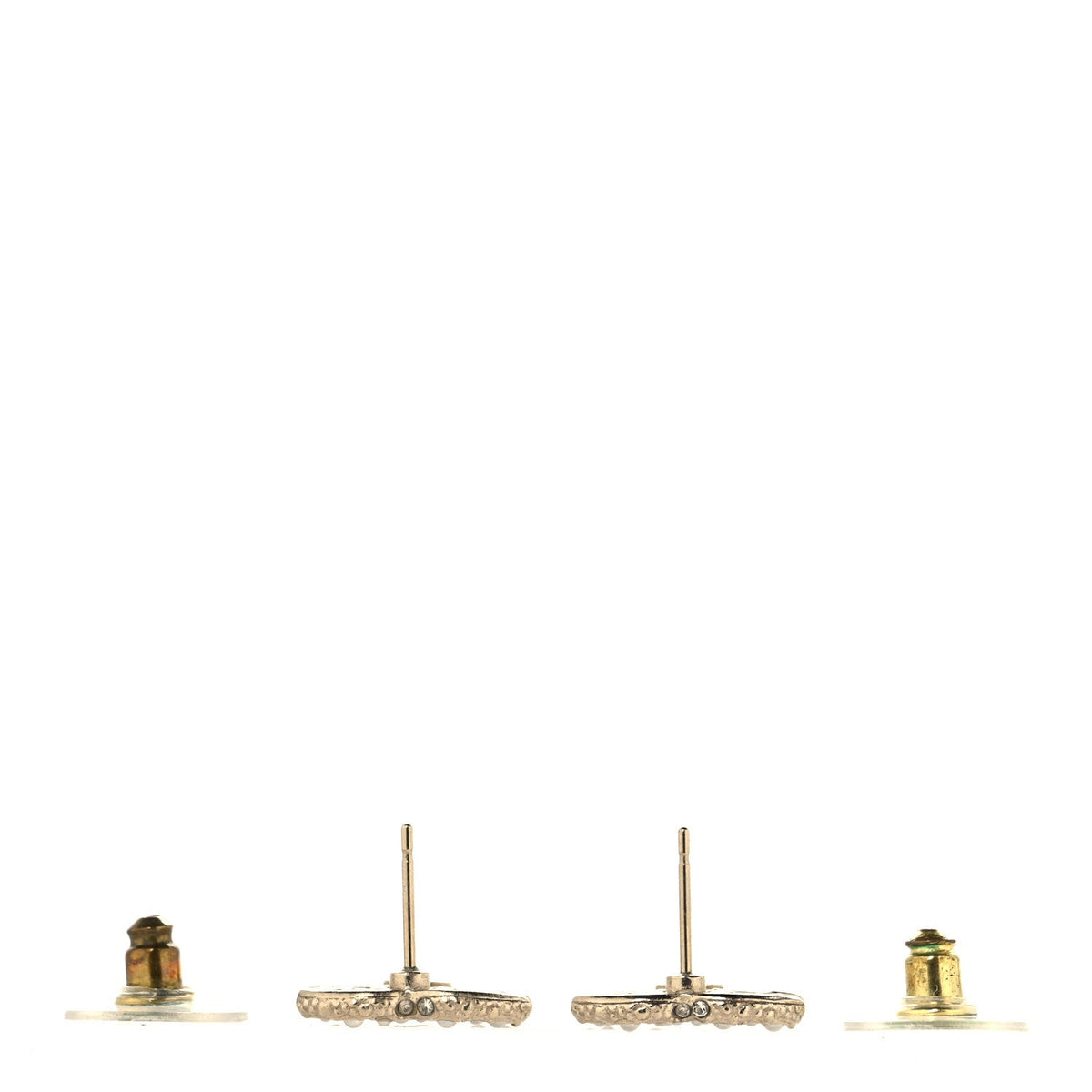 Metal Graduated Pearl Crystal CC Earrings Light Gold