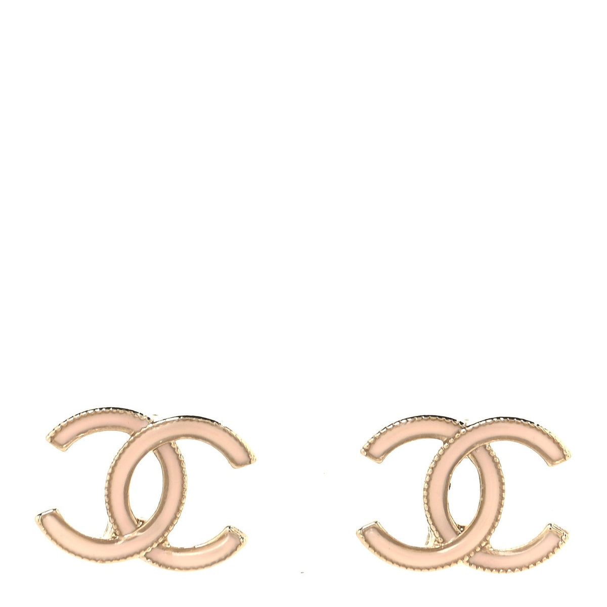 Enamel CC Earrings Pearly Pink Gold