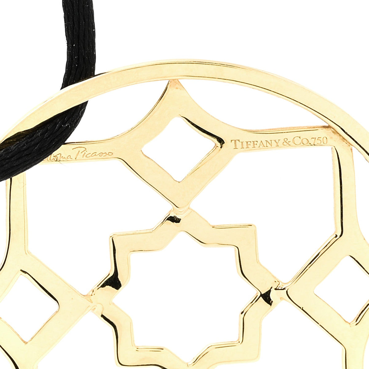 18K Yellow Gold Paloma Picasso Zellige Medallion Pendant Cord Necklace