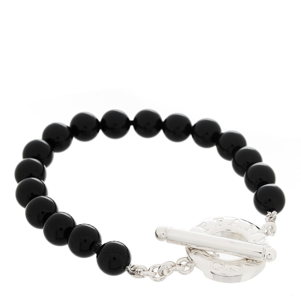 Sterling Silver Black Onyx Bead Toggle Bracelet