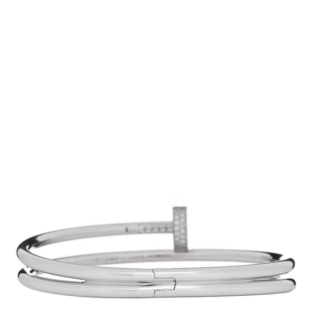 18K White Gold Diamond Double Wrap Juste Un Clou Bracelet 17