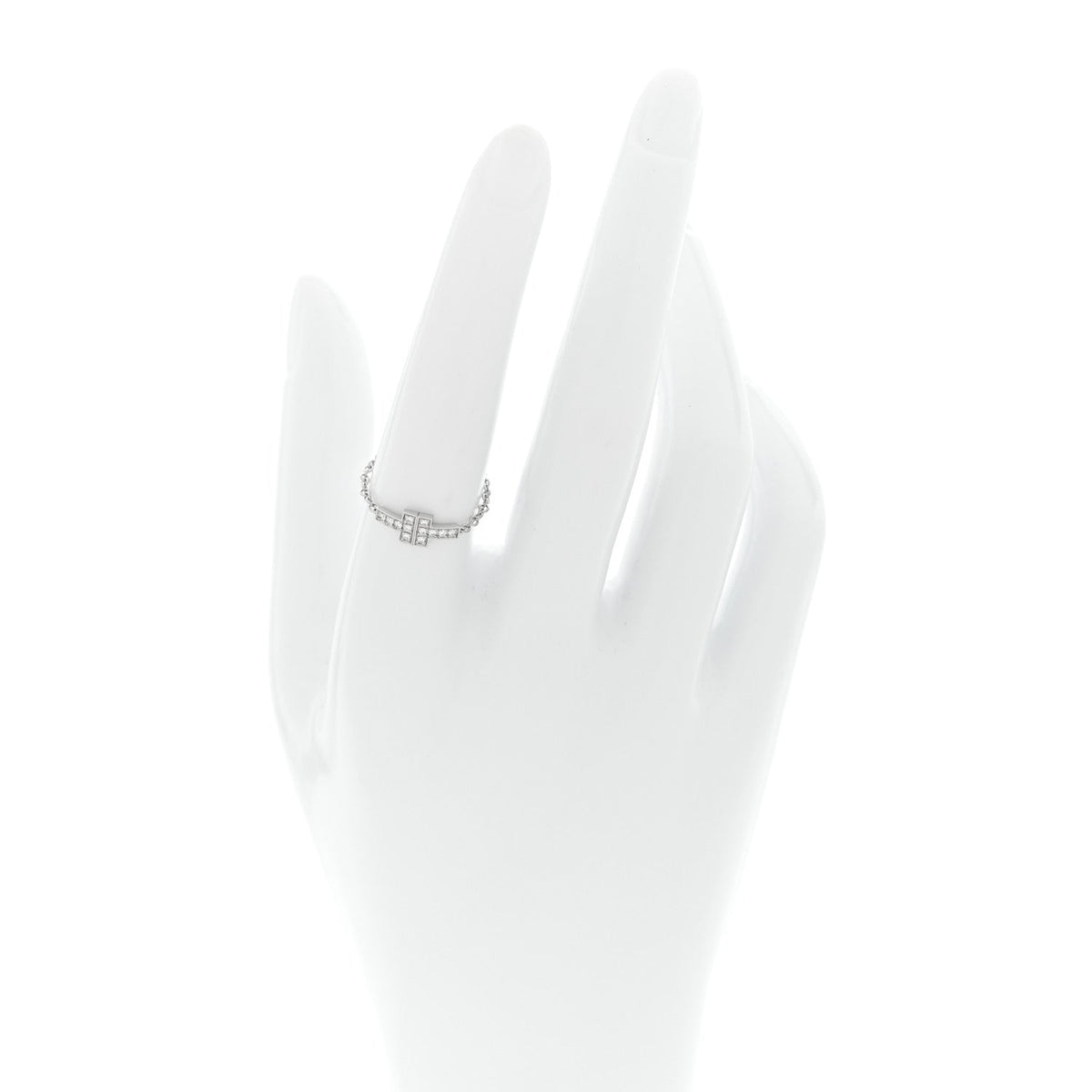 18K White Gold Diamond T Chain Ring 53 6.5